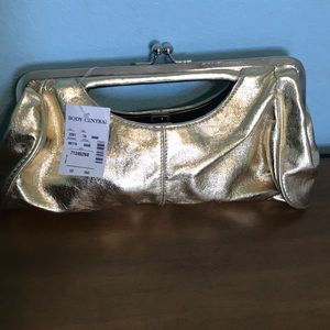 Gold clutch bag